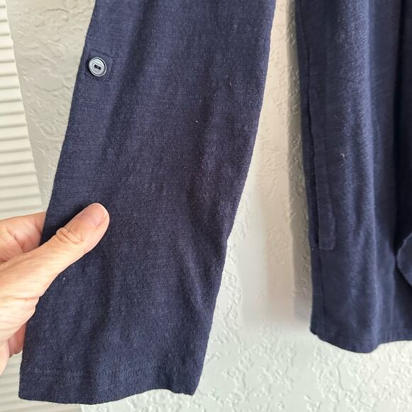 T by Talbots Navy Blue Cardigan Sweater Drawstring Athleisure Travel Loungewear - Picture 4 of 7
